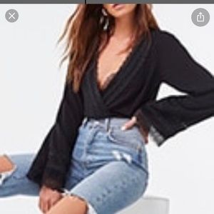 Lace Trim Black Body Suit ( Sold Out In Stores)